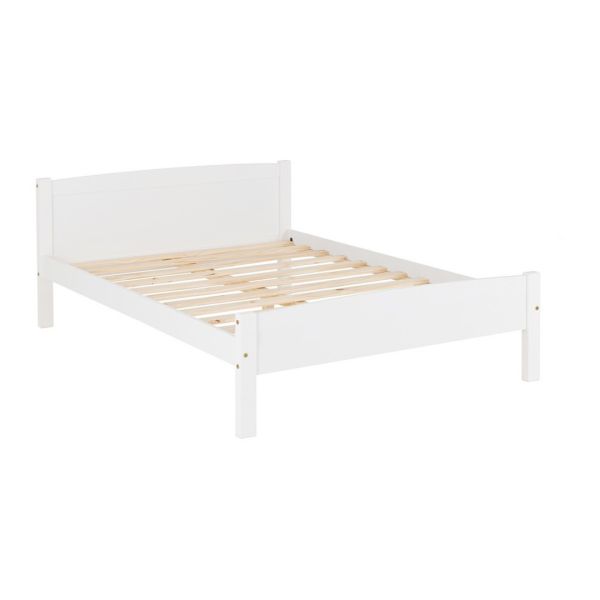Amber 4 Feet 6 Inches Bed Frame - L198 x W142 x H74 cm - White