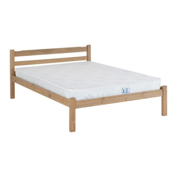 Panama 4 Feet 6 Inches Bed Frame - L198 x W144 x H77 cm - Natural Wax