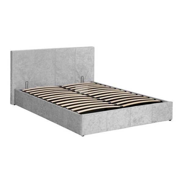 Waverley 4 Feet 6 Inches Storage Bed Frame - L205 x W151 x H87 cm - Grey Crushed Velvet