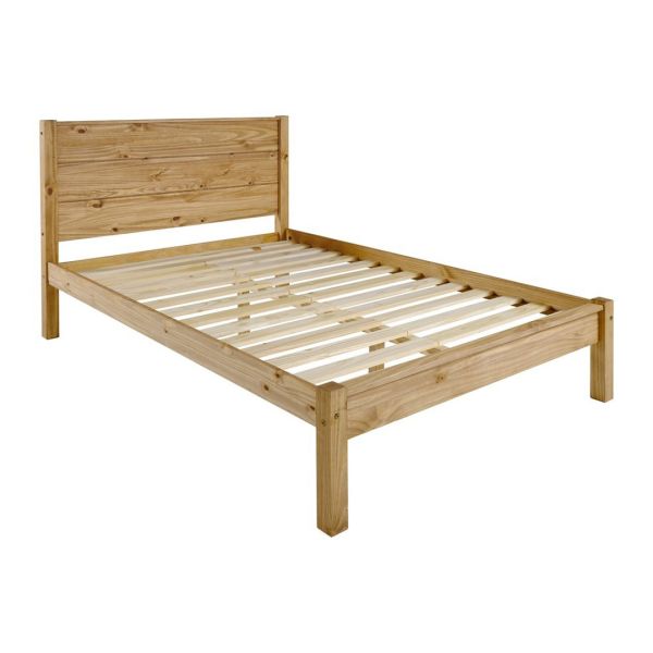Barton 4 Feet 6 Inches Bed Frame - Wood - L202 x W142.5 x H111.5 cm - Waxed Pine