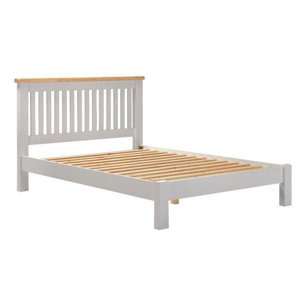 Windsor 4 Feet 6 Inches Low End Bed Frame - L205 x W149 x H106.5 cm - Pebble Grey/Oak
