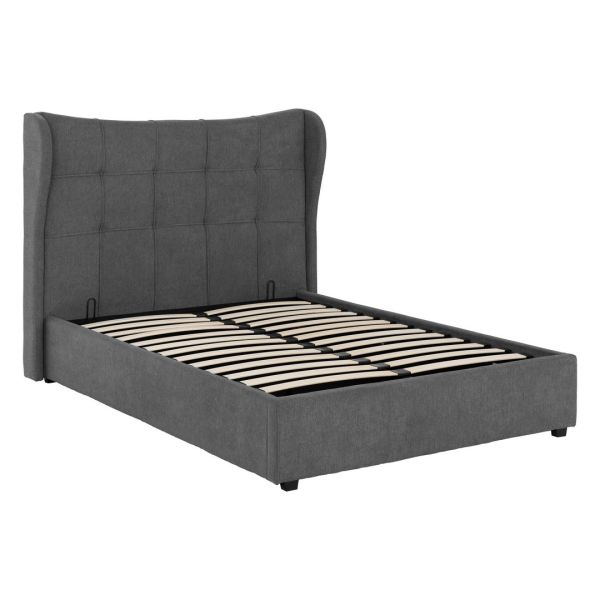 Verona 4 Feet 6 Inches Ottoman Bed Frame - L211 x W160 x H134 cm - Grey Fabric
