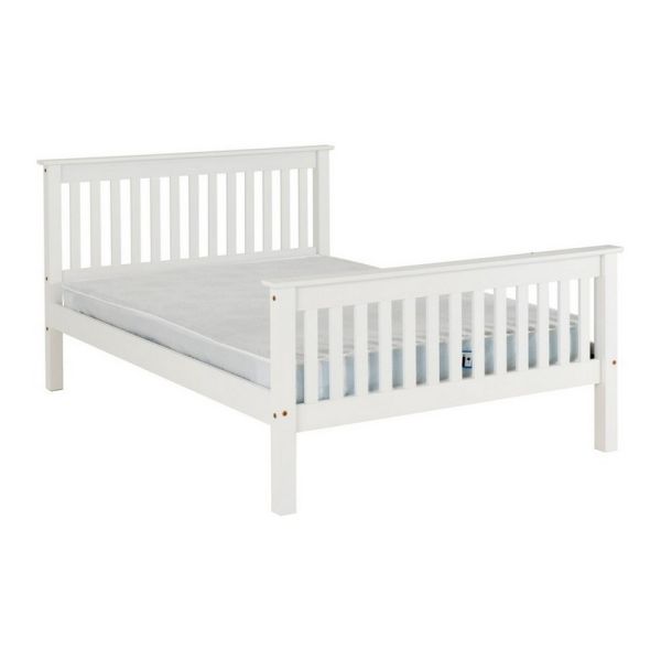 Monaco 5 Feet Bed High Foot End - L213 x W163 x H102.5 cm - White