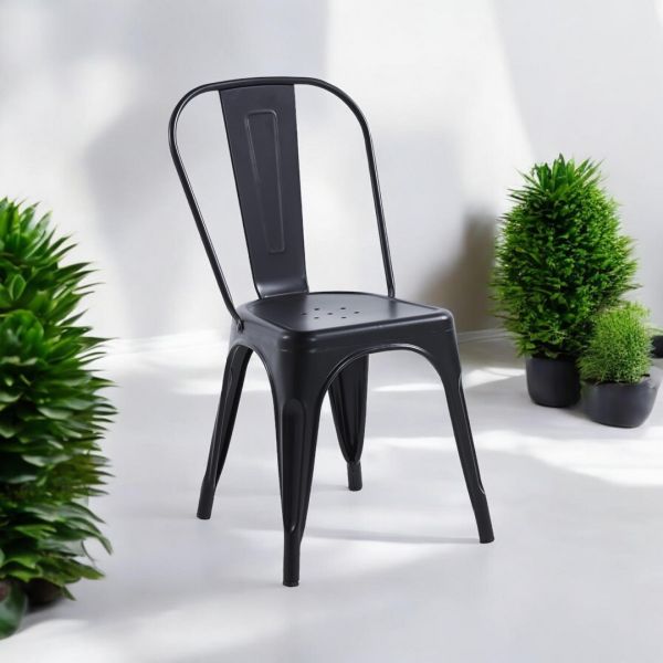 Dining Chair - Metal - L44 x W47 x H85 cm - Black