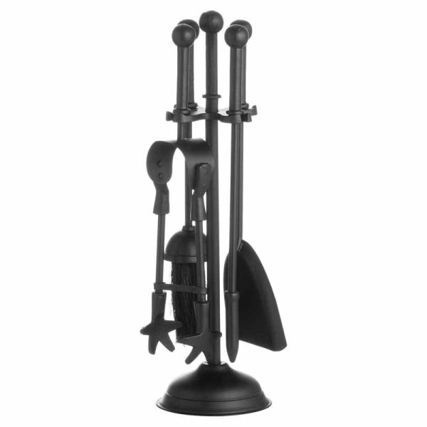 Ball Topped Companion Set - Metal - L12 x W12 x H40 cm - Black