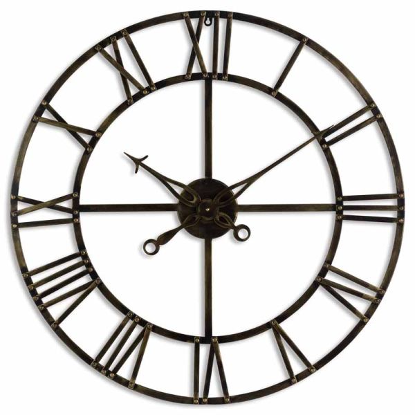 Small Skeleton Clock - Metal - L5 x W80 x H80 cm - Antique Brass