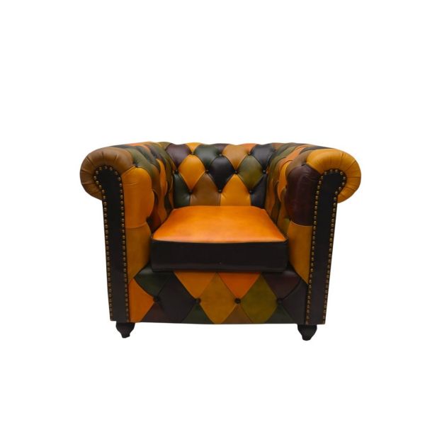 Leather Harlequin Armchair - L73 x W98 x H82 cm