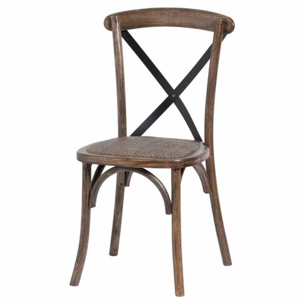 Cross Back Dining Chair - Oak - L41 x W42 x H88 cm - Brown