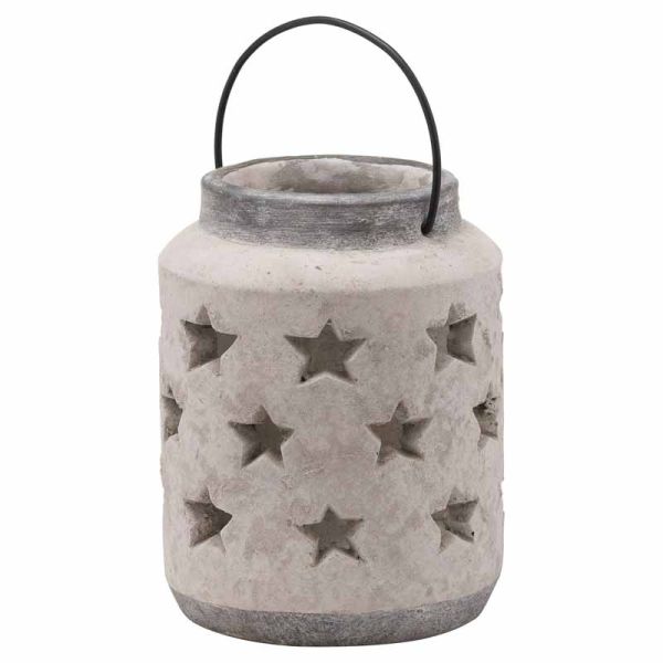 Bloomville Large Star Lantern - Ceramic - L18 x W18 x H23 cm - Stone