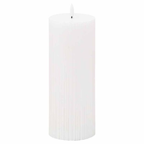 Luxe Collection Natural Glow 3.5x9 Texture Ribbed LED Candle - Plastic/Wax - L9 x W9 x H23 cm - White