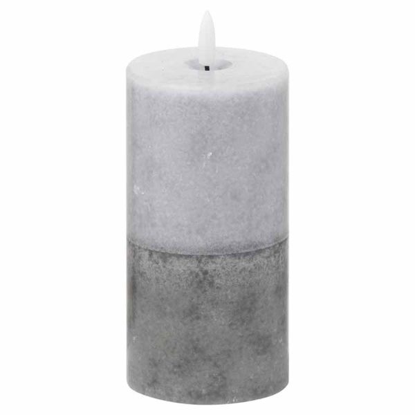 Luxe Collection Natural Glow 3x6 Dipped LED Candle - Plastic/Wax - L7 x W7 x H15 cm - Grey