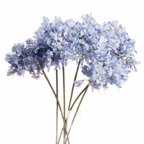 Large Headed Agapanthus - Fabric/Plastic - L24 x W24 x H71 cm - Light Blue
