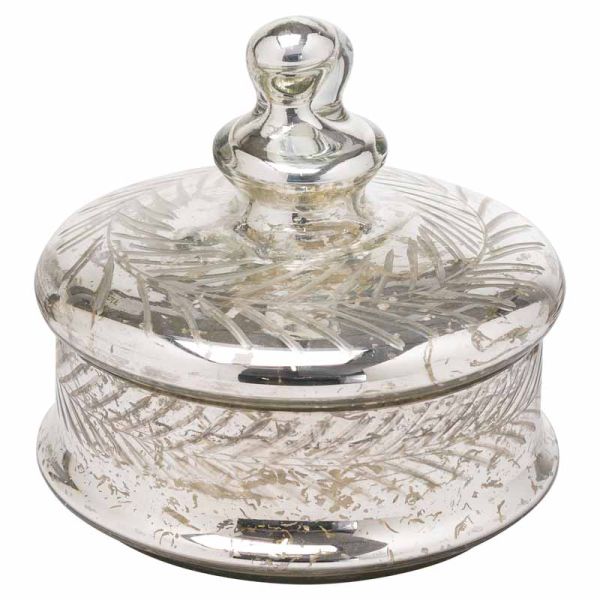 The Noel Collection Foil Effect Large Trinket Jar - Glass - L16 x W16 x H15 cm - Silver