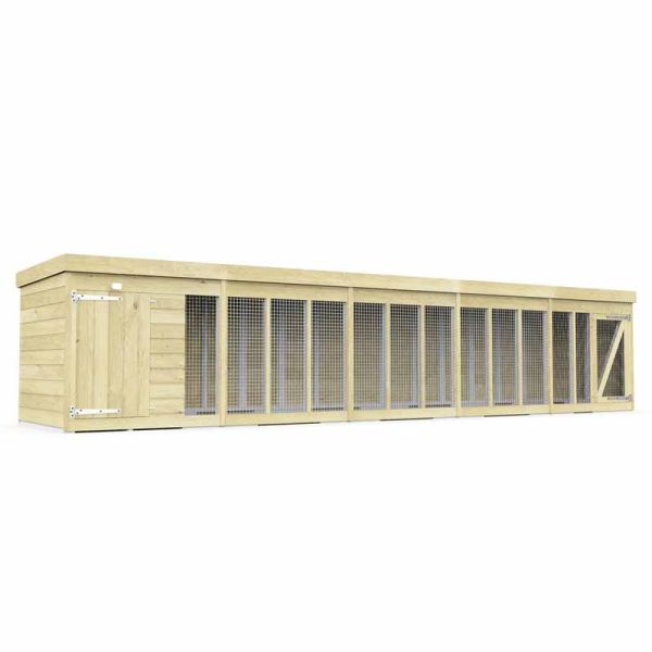 20ft x 4ft Dog Kennel and Run - Wood - L 127 x W 589 x H 127 cm