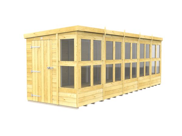 20 x 6 Feet Pent Potting Shed - Wood - L178 x W589 x H201 cm