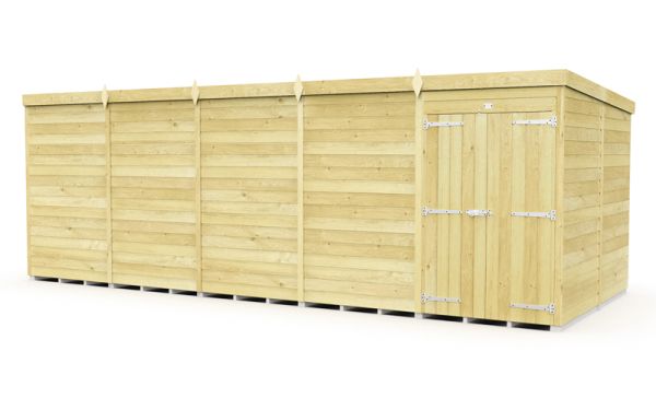 20 x 8 Feet Pent Shed - Double Door Without Windows - Wood - L231 x W589 x H201 cm