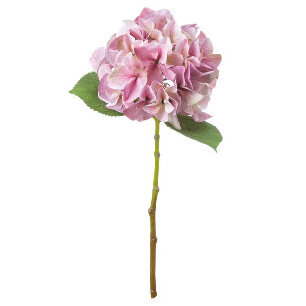 Shabby Single Hydrangea Artificial Flower - Plastic - L30 x W30 x H50 cm - Pink