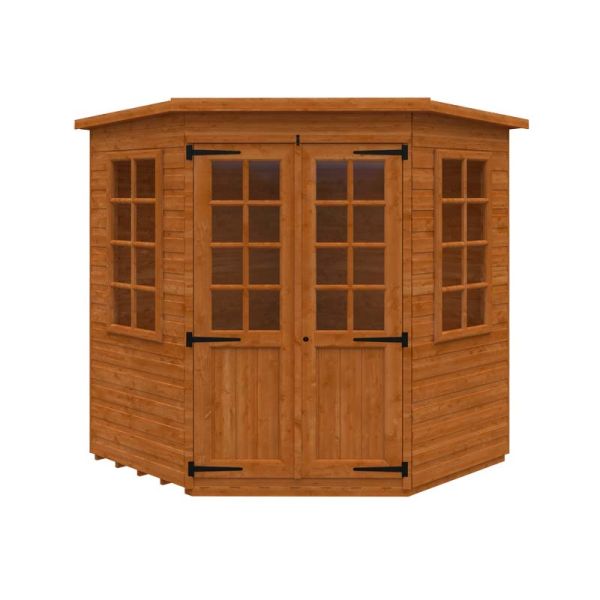 6 x 6 Feet Pentagon Cornerhouse 12mm Shed - Solid Wood/Softwood/Pine - L175 x W175 x H209 cm - Burnt Orange