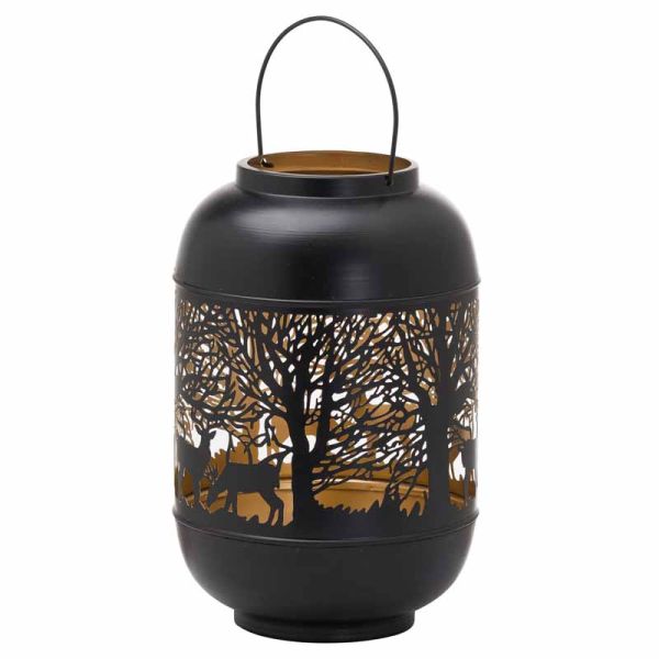 Large Glowray Christmas Dome Forest Lantern - Metal - L25 x W25 x H40 cm - Black/Gold