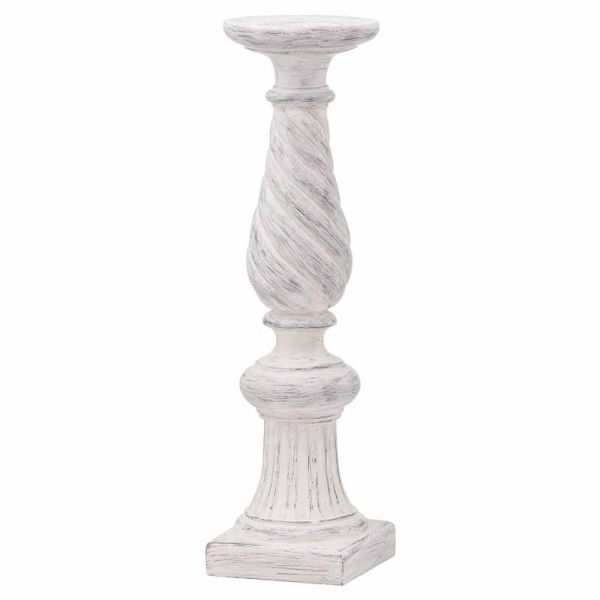 Antique Twisted Candle Column - Resin - L14 x W14 x H40 cm - Ivory