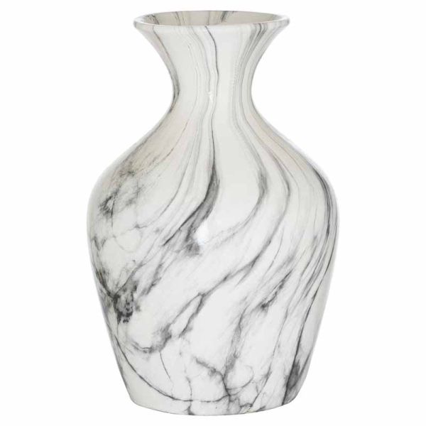 Marble Ellipse Large Vase - Ceramic - L23 x W23 x H36 cm - Grey/White