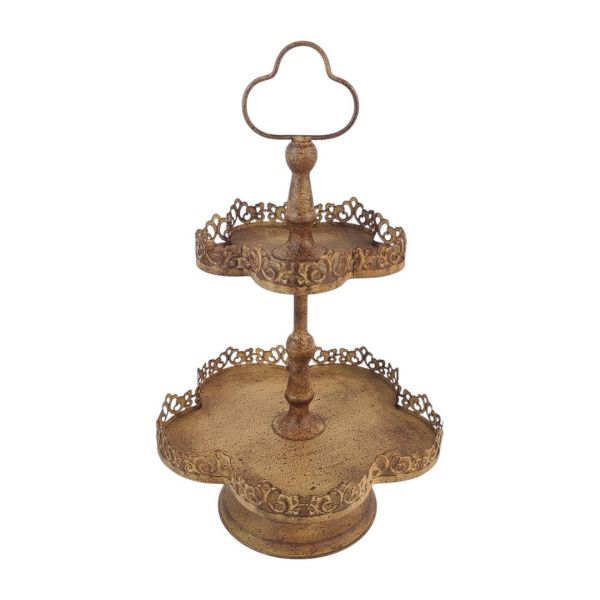 2 Tier Cake Stand - Metal - L28 x W28 x H48 cm - Rusty