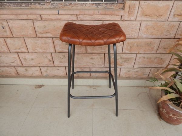 78 Cm Leather Footstool - L38 x W48 x H78 cm