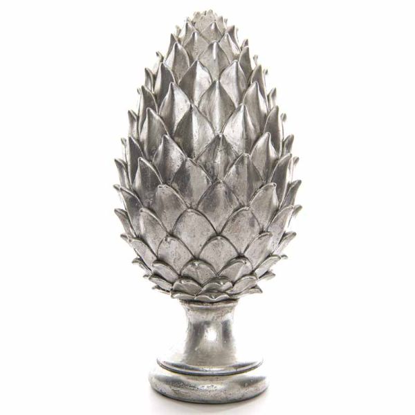 Tall Large Pinecone Finial - Ceramic - L20 x W20 x H40 cm - Silver