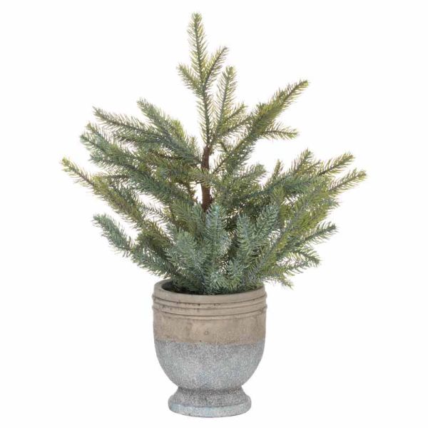 Garda Pine Tree in Stone Pot Artificial Plant - Plastic - L23 x W25 x H48 cm - Green