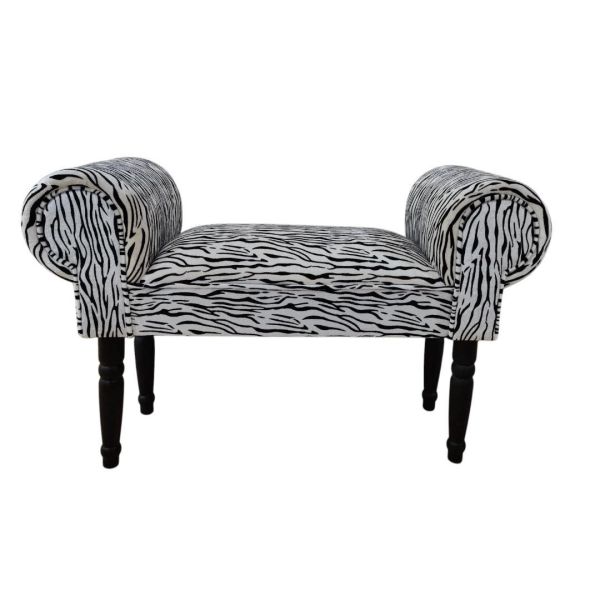 Zebra Print Window Seat Sofa - Fabric - L30 x W86 x H52 cm