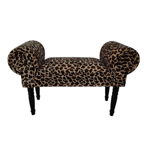 Leopard Print Window Seat Sofa - Fabric - L30 x W86 x H52 cm