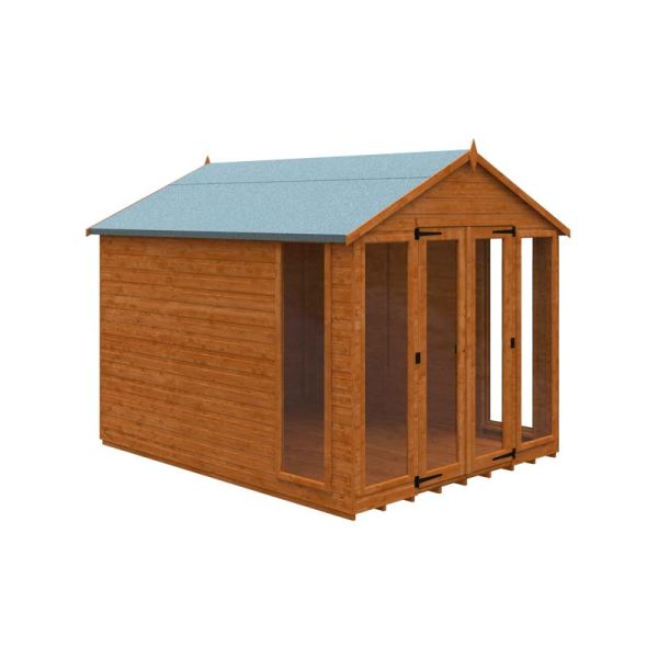 10 x 8 Feet Contemporary Summerhouse 12mm Shed - Solid Wood/Softwood/Pine - L295 x W235 x H243.7 cm - Burnt Orange