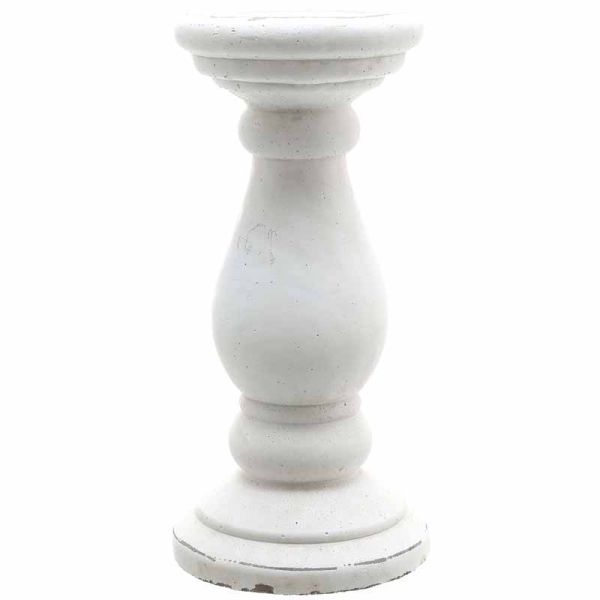 Small Candle Holder - Ceramic - L11 x W11 x H23 cm - Matt White