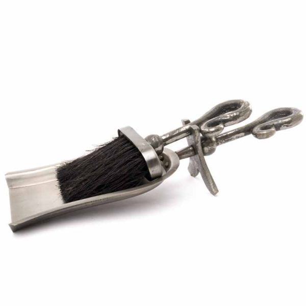 Antique Pewter Crook Handled Hearth Tidy - Metal - L13 x W37 x H9 cm - Antique Silver