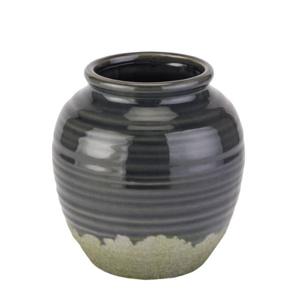 Seville Collection Squat Vase - Ceramic - L18 x W18 x H17 cm - Navy