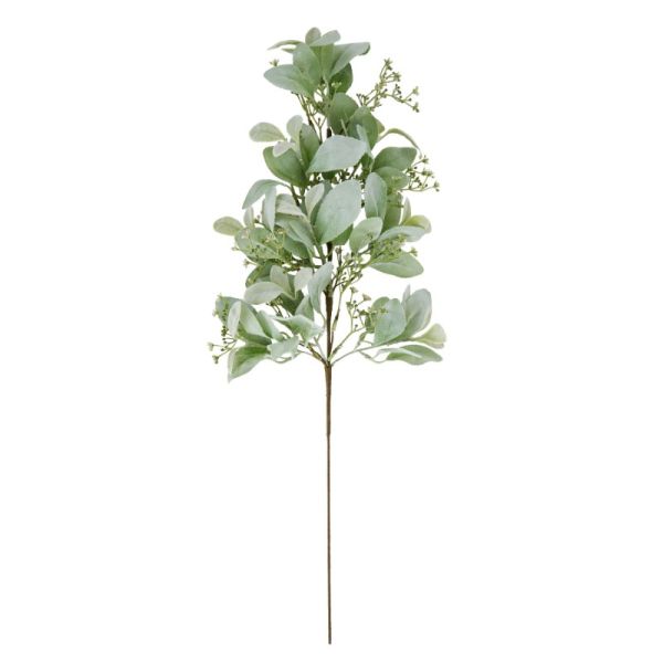 Large Winter Sprig with Lambs Ear and Wax Flower - Plastic - H70 cm - Green