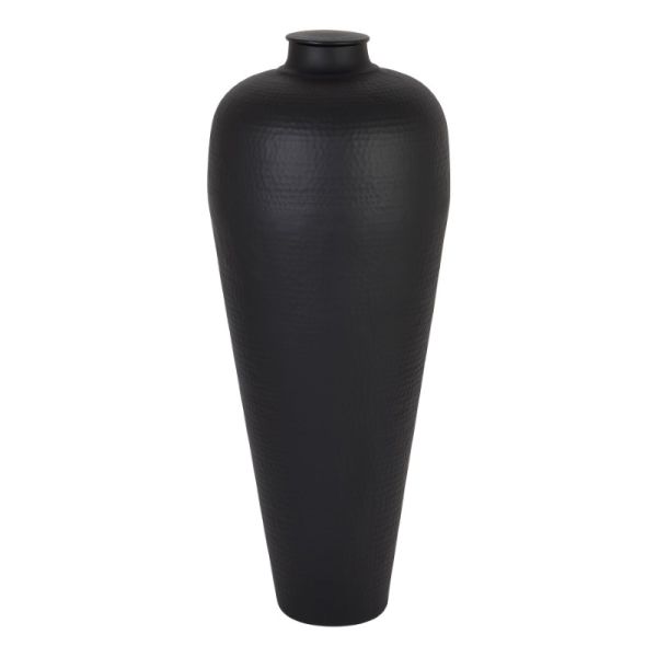 Large Hammered Vase with Lid - Metal - L40 x W40 x H103 cm - Matt Black