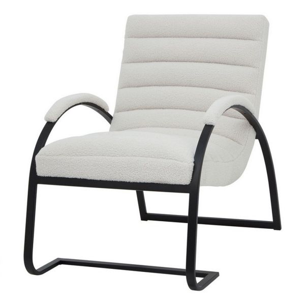 Boucle Ribbed Ark Chair - Metal - L96 x W63 x H90 cm - Black