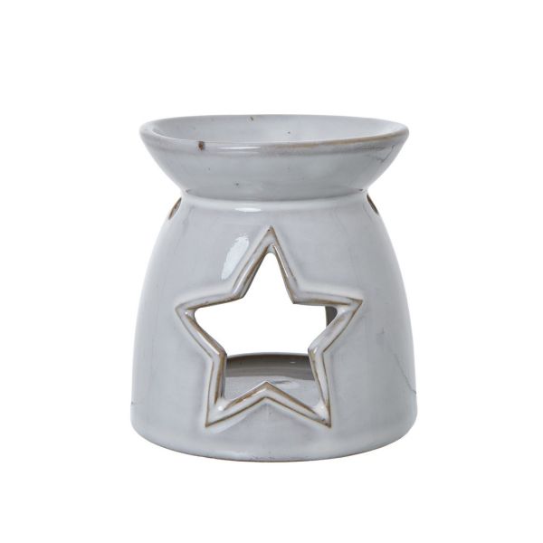 Star Cut-Out Wax Melt Tea light Holder - Ceramic - L10 x W10 x H11 cm - White