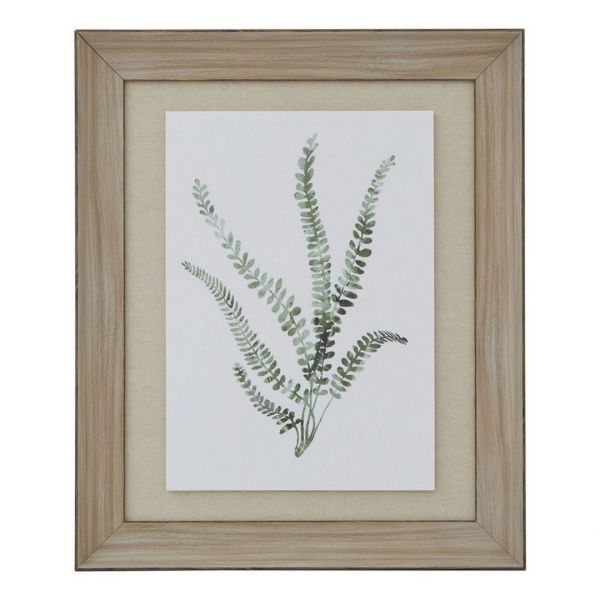 Watercolour Delicate Fern in Frame - Washed Wood - L5 x W50 x H60 cm - Brown