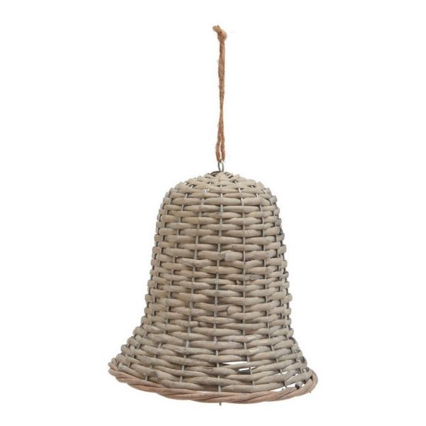 The Noel Collection Extra Large Bell Decoration - Wicker - L12 x W12 x H20 cm - Brown