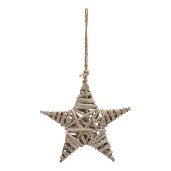 The Noel Collection Medium Star Decoration - Wicker - L2 x W20 x H20 cm - Brown