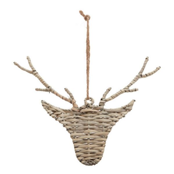 The Noel Collection Hanging Reindeer - Wicker - L12 x W19 x H14 cm - Brown