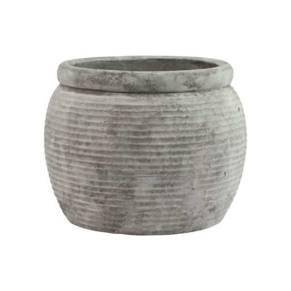 Athena Rimmed Large Plant Pot - Ceramic - L40 x W40 x H31 cm - Grey