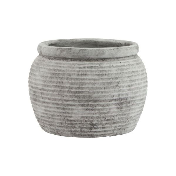 Athena Rimmed Plant Pot - Ceramic - L28 x W28 x H20 cm - White
