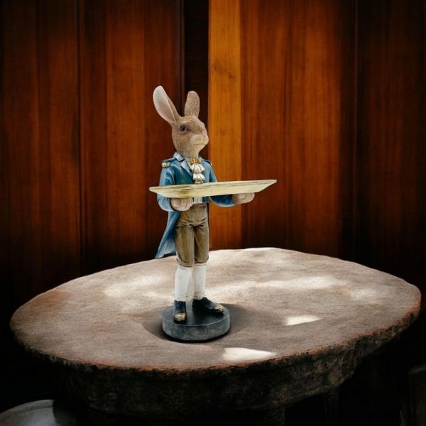 Rabbit Waiter Decorative Ornament - L22 x W27 x H51 cm