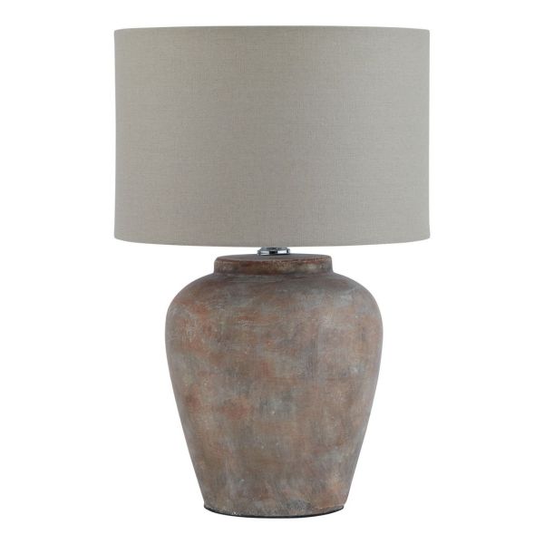 Siena Table Lamp with Linen Shade - Ceramic - L31 x W31 x H48 cm - Brown