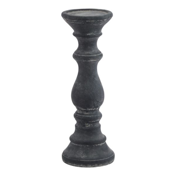 Amalfi Column Candle Holder - Ceramic - L11 x W11 x H30 cm - Grey
