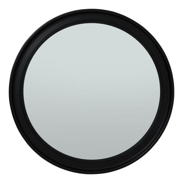 Round Framed Large Mirror - Wood - L4 x W120 x H120 cm - Black