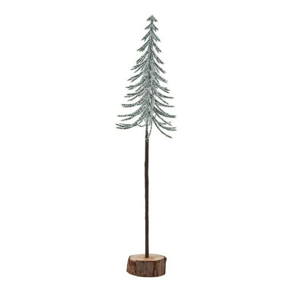 Large Snowy Spindle Tree in Wood Log - Plastic - Height 35 cm - Brown